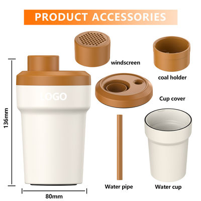 Completo Chicha Mini Hookah Set Función de Fumar Saludable con Paja de Vidrio Negro