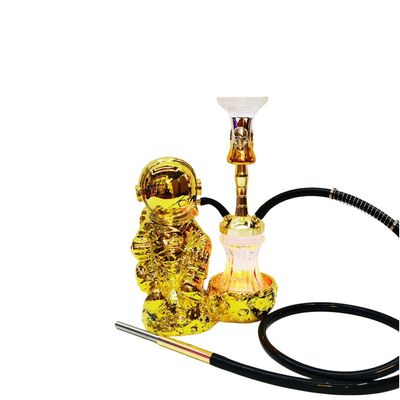 Resina 38CM Hookah Diseño Oro Blanco Aluminio 1 manguera Shisha con luz LED
