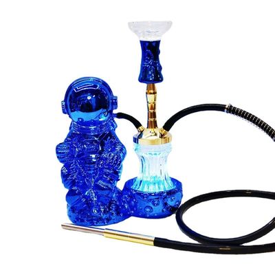 Resina 38CM Hookah Diseño Oro Blanco Aluminio 1 manguera Shisha con luz LED