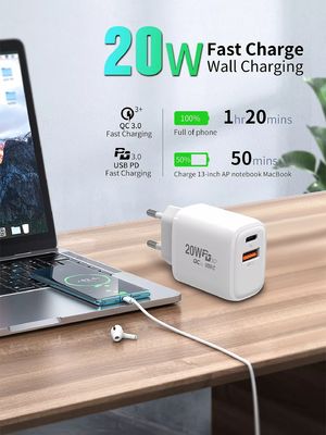 Adaptador de carga rápida de 20W PD para relojes inteligentes y teléfonos múltiples