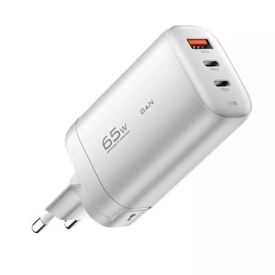 Adaptador de viaje USB tipo-c de 3 puertos de 65W GaN para carga de alta velocidad de varios dispositivos
