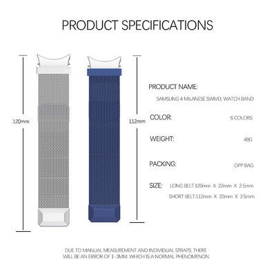 Banda de reloj de acero inoxidable 304 para Samsung Galaxy Watch 4 6 colores y capacidad de 48G
