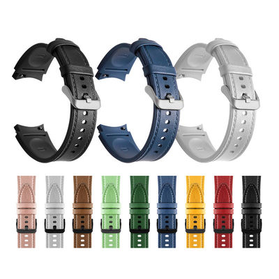 Banda de relojes de cuero de silicona de 20 mm Remplazo retro para Samsung Watch Series Ancho de banda