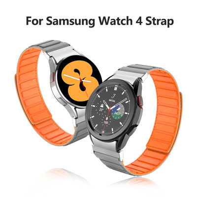 22mm SamSung Watch 4 correa de cuero magnético con doble color giratorio y nylon