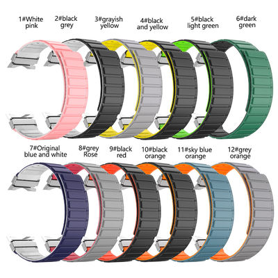 22mm SamSung Watch 4 correa de cuero magnético con doble color giratorio y nylon