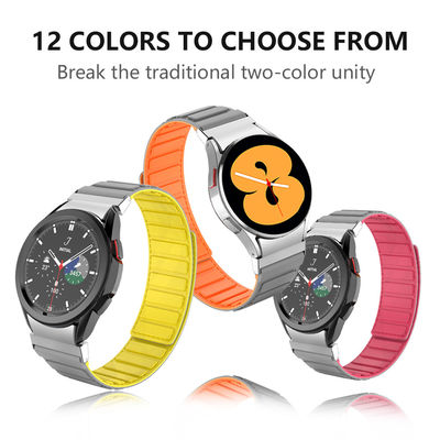 22mm SamSung Watch 4 correa de cuero magnético con doble color giratorio y nylon