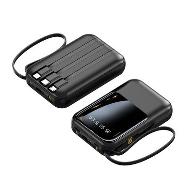 Socket Standard 10000mAh Mini Power Bank LED Display Cargador de energía con 4 cables
