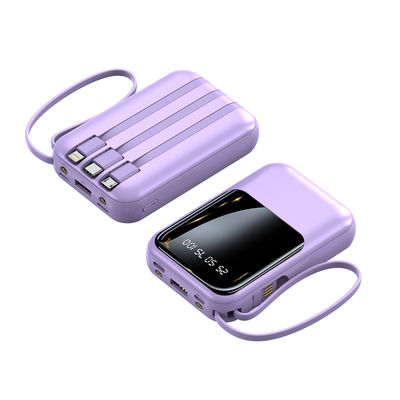 Socket Standard 10000mAh Mini Power Bank LED Display Cargador de energía con 4 cables