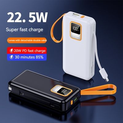Exterior 10000mAh TC Port Mini 22.5W Banco de energía de carga rápida con cable y capacidad real
