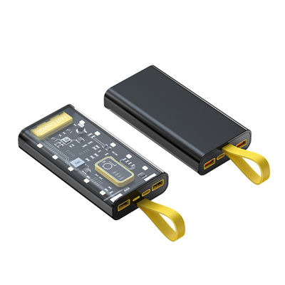 TIPO-C Interfaz de entrada Banco de energía transparente 10000mAh fuente de alimentación móvil para iPhone 15 14