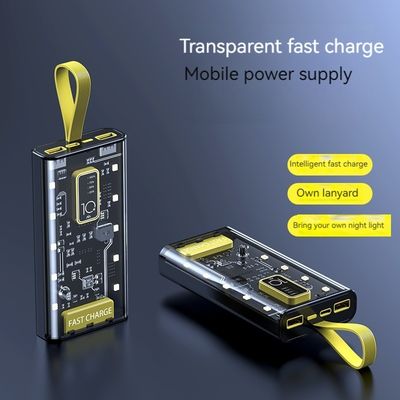 TIPO-C Interfaz de entrada Banco de energía transparente 10000mAh fuente de alimentación móvil para iPhone 15 14
