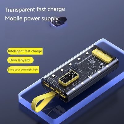 TIPO-C Interfaz de entrada Banco de energía transparente 10000mAh fuente de alimentación móvil para iPhone 15 14
