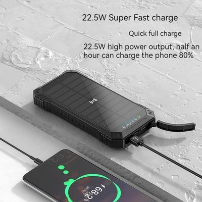 Banco de energía exterior para iPhone 15 15W Salida inalámbrica 22.5W Carga solar y salida 3A