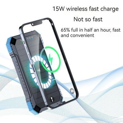 Banco de energía exterior para iPhone 15 15W Salida inalámbrica 22.5W Carga solar y salida 3A