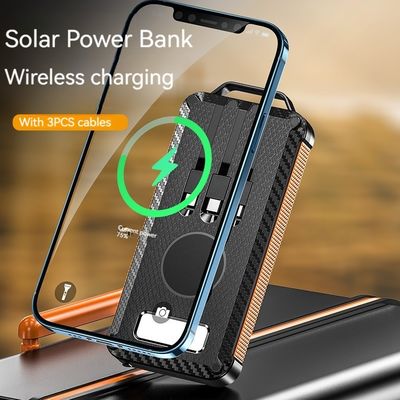 Batería Li-Polymer Banco de energía solar 10000mAh para iPhone 15 Carga inalámbrica y al aire libre