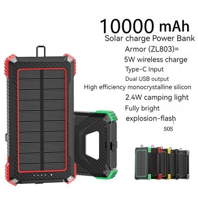 Carga inalámbrica 5W Banco de energía exterior 10000mAh Cargador de batería solar para iPhone 15