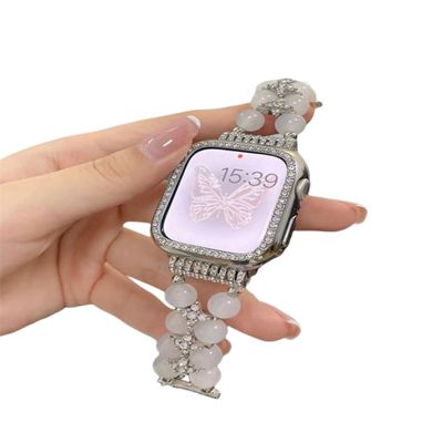 Brazalete de joyería con cuentas Mujeres Cinturón de reloj para iWatch 8 Serie 38mm 40mm Smart Watch Band