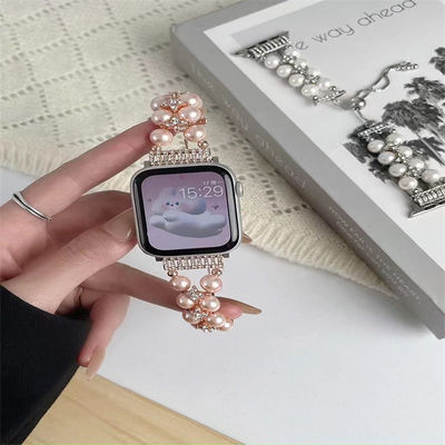 OEM ODM Mujeres Metal Diamante Joyería Brazalete Muñeca Banda de moda Rellas de relojes hechas a mano para iWatch Serie 8 7 6 5 4 3 2 1