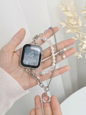 Correa de iWatch de acero inoxidable de 41 mm para relojes inteligentes elegantes y femeninos
