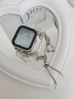 Correa de iWatch de acero inoxidable de 41 mm para relojes inteligentes elegantes y femeninos
