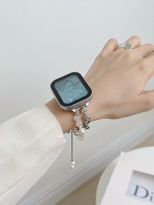 Correa de iWatch de acero inoxidable de 41 mm para relojes inteligentes elegantes y femeninos